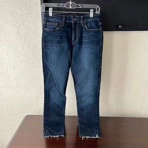 NWT Joe's Crop Flawless Dark Denim Frayed Hem Jean Sz 27